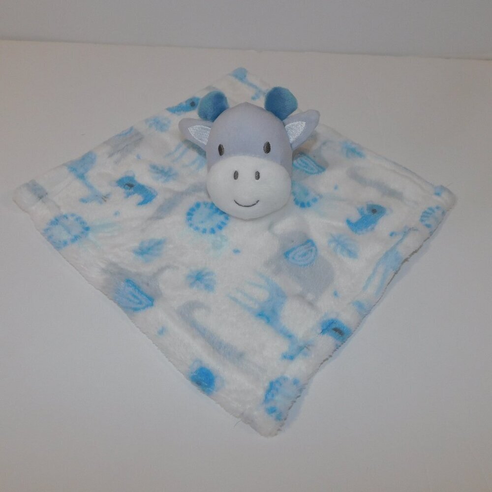 Baby Kiss White Blue Gray Giraffe Security Blanket Plush Baby lovey Nunu Soother